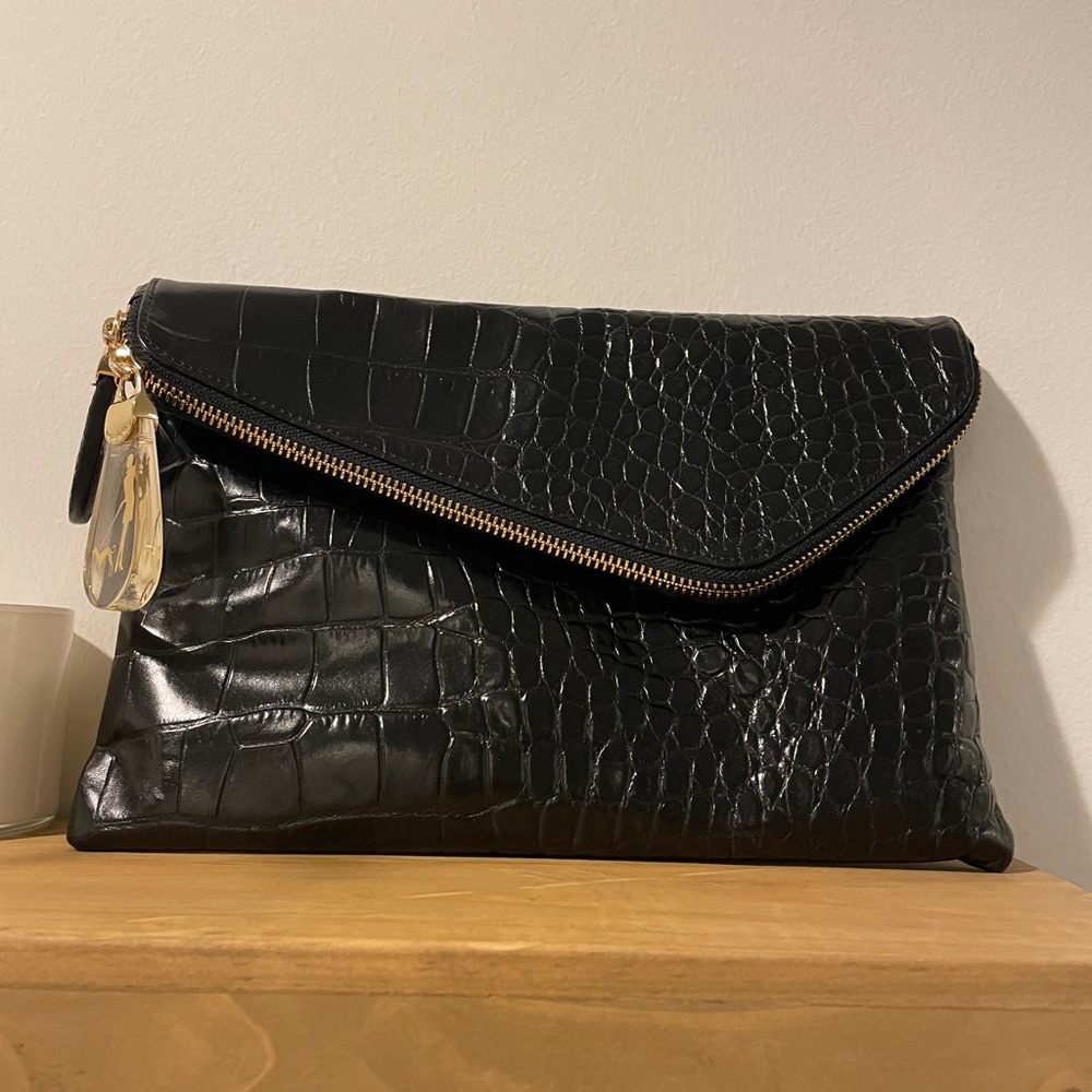 Henri Bendel- Debutante Cluch- black crocodile